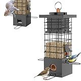 KRUOO Metal Squirrel Proof Bird Feeder for Outdoors Hanging,Wild Bird Feeders for Outside, 2.5 lb Capacity