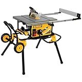 DEWALT Table Saw 10 Inch with Foldable Rolling Table Saw Stand, 15 Amp, 4800 RPM, 32-1/2-Inch Rip Capacity (DWE7491RS)