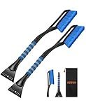 AstroAI 2 Pack 27" Snow Brush and Ice Scrapers for Car Windshield, Detachable Snow Scrapers with Ergonomic Foam Grip for Cars, Trucks, SUVs (Heavy Duty ABS, PVC Brush, Orange)