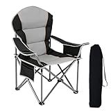 NEWBULIG Oversized Folding Camp Chair for Adults, 500 LBS Heavy Duty Support, Portable Outdoor Collapsible Chairs, with Cup Holders, Side Cooler & Pockets, for Lawn, Beach, Fishing, Hiking, Black