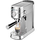 CASABREWS CM5418 Espresso Machine 20 Bar, Compact Espresso Maker with Steam Milk Frother, Stainless Steel Coffee Machine with 34oz Removable Water Tank for Cappuccino, Latte, Silver