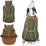 MOTZABO Dog Winter Coat - Warm Dog Clothes for Rain Snow Wind Cold Weather - Reflective Green Adjustable Windproof Pet Vest Jacket with Leash Hole for Small Medium Large Dogs Indoor Outdoor