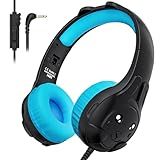 ZIUMIER Kids Headphones, with Microphone, 80/90dB Volume Limiter, Audio Sharing Port, 3.5mm Wired Toddler Headphones for School Travel