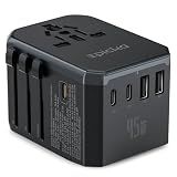 EPICKA 45W Universal Travel Adapter PD&QC, 1AC/4USB-C/1USB-A