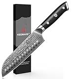 KEEMAKE Santoku Knife 7 inch, Ultra Sharp Damascus Kitchen Knife with Ergonomic Handle, 67-Layer Damascus Steel Knife, Japanese Chef Knife for Sushi Sashimi, Chopping Knife for Fruit Vegetable Meat