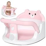 Yevnny Baby Bath Seat for Babies 6 Months & Up, Non-Slip Toddler Bath Seat with Suction Cup, Baby Friendly and Comfortable Portable Infant Bathtub Chair Sitting Up for Bathroom (Pink)