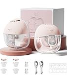 NCVI Wearable Breast Pump Hands Free, Portable Electric Breastfeeding Pump with 1500mAh Battery, Quiet Operation, Smart LED Display, 4 Modes & 9 Levels, 19/21/24mm Flanges, 2 Pack