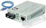 Multimode Gigabit Fiber Media Converter - Built-In Fiber Module 2 km (1.24 miles) SC – to UTP Cat5e Cat6 10/100/1000 RJ-45 – Auto Sensing Gigabit or Fast Ethernet Speed - Jumbo Frame - LLF Support