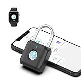 Fingerprint Padlock eLinkSmart Gym Locker Lock for Boys with Phone App iOS Watch Metal Keyless Combination Locks for School Sports Locker Toolbox Hasp Storage Obsidian Black
