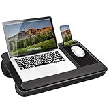 LAPGEAR Home Office Pro Lap Desk with Wrist Rest, Mouse Pad, and Phone Holder - Black Carbon - Fits up to 15.6 Inch Laptops - Style No. 91598
