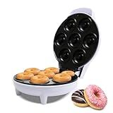 Courant Mini Donut Maker Machine for Holiday, Kid-Friendly, Breakfast or Snack, Desserts & More with Non-stick Surface, Makes 7 Doughnuts, White