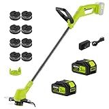 21V String Trimmer Cordless with 2x3.0Ah Battery and Charger, 12 Inch Battery Power Weed Eater String, Electric Weed Wacker, 2 In 1 Trimmer & Edger Lawn Tool Grass Cutter with 8 Lines for Garden, Yard