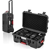 Relaxweex Rolling Camera Hard Case with 15 Padded Dividers & Wheels