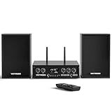 Home Audio Receivers & Amplifiers with HiFi Speakers & 2 UHF Mics, Bluetooth Power Amplifier, Stereo System Set for Home, Karaoke Machine for Adults, USB/TF/SD/AUX/FM, for Meeting, Party
