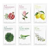 GUOYAOLIFU Plants Fruits Face Masks for Women,Aloe Vera Face Mask Hydrating,Moisturizing Rose Facial Masks for Women,Pomegranate Mask Sheet Skincare for All Skin Types(6Pack)