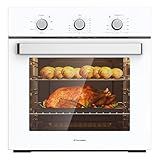 24" Single Wall Oven, ThermoMate 2.79 Cu.ft. Electric Wall Oven with 5 Cooking Functions, White Built-in Ovens with Mechanical Knobs Control, ETL Certified