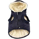 Vecomfy Fleece Lining Extra Warm Dog Hoodie in Winter,Small Dog Jacket Puppy Coats with Hooded,Blue S