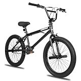 WEIZE Freestyle BMX Bike 20 inch Trick Bicycle for Kids Teenage Boys Girls (Black)