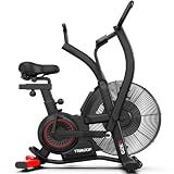 TRMDDF Upright Indoor Air Bike with Bluetooth Function, Stationary Exercise Cycling Bike with Dual Action Handlebars and Dual-Layer Transmission for Home Cardio Exercise