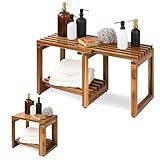 Adjustable Length 29 Inches Shower Stool Bench Chair Waterproof with Storage Shelf for Shaving Legs, Spa, Bath Seat in Bathroom, Inside Shower for Adults Seniors Elderly (Small 29 in)