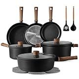CAROTE Nonstick Pots and Pans, Induction Titanium Cookware Set 16pcs Kitchen Cooking Sets, Pot and Pan Non Stick w/Frying pan (PFOS, PFOA Free)