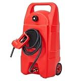 PeacefulHues Upgraded 15 Gallon Gas Tank, Heavy-Duty Fuel Can with Manual Transfer Pump & 10FT Hose, Portable Gas Can with Casters, Leak-Proof Gas Container for Lawn Mowers, Tractor, Boat, Snow Blow