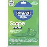 Oral-B Glide Complete Floss Picks, Dental Floss Picks, Scope Outlast, 75-ct, Toothpicks Floss Picks