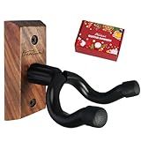 Onmiwod Guitar Wall Mount, Black Walnut Wood Guitar Hanger, U-Shaped Guitar Wall Hanger Mount, Guitar Holder Hook Stand Wall for Acoustic, Electric Guitar, Banjo, Bass, for Guitar Player Men Boy
