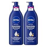 NIVEA Essentially Enriched Body Lotion for Very Dry Skin with Hyaluronic Acid, Almond Oil and Deep Nourishing Serum, 72-Hour Body Moisturizer, 16.9 Fl Oz Pump Bottle, Pack of 2