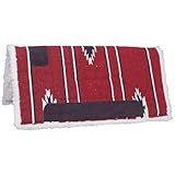 Tough 1 Square Saddle Pad/Fleece Bottom, Red/Black/Cream, 30 x 30
