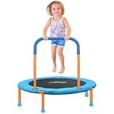 Ativafit 36inch Mini Toddler Trampoline for Kids Ages 1-6 Indoor Outdoor Folding Small Rebounder Trampoline with Foam Handle Safety Padded Cover Fun for Kids