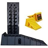 Car Ramps for Oil Changes Lift 6.7'', Vehicle Maintenance Portable Anti-Slip Ramp to Lift Cars Truck for Garage and RV Trailer Tire Change, with 2 Wheel Chocks for Safety