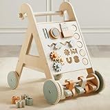 Asweets Wooden Baby Walker, Baby Push Walker, Montessori Walker Toy for Boys and Girls, Step Right Up Activity Walker, Push Toys for Kids Development