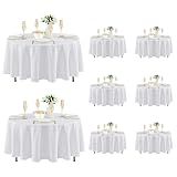 Fitable 8 Pack Round Tablecloths: Stain Resistant Wrinkle Free Circle Table Clothes, Washable Reusable Polyester Table Covers for Wedding Party Birthday Banquet Reception(White, 84 Inch)