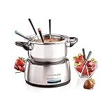 Nostalgia 6-Cup Electric Fondue Pot Set for Cheese & Chocolate - 6 Color-Coded Forks, Temperature Control - Stainless Steel Kitchen Gadgets and Appliances for Hors d'Oeuvres and More - Stainless Steel