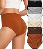 Kalapa My-Orders Womens Underwear Seamless Full Coverage Breathable Briefs No Show Silky Stretch High Waisted Ladies Panties 6 Pack (US, Alpha, Large, Regular, Regular, 6 Color Packs)