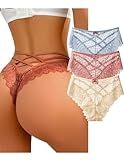 ZZSHLMY Womens Sexy Thongs Lace Panties Underwear Low Rise Plus Size Underpants Pack of 1-3