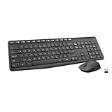 Logitech MK235 Wireless Keyboard and Mouse Combo for Windows, 2.4 GHz Wireless Unifying USB Receiver, 15 FN Keys, Long Battery Life, Compatible with PC, Laptop