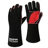 ARCCAPTAIN Leather Forge Welding Gloves, Heat/Fire Resistant 16 inches Gloves for Stick,Mig,Tig,Forge,BBQ,Grill,Fireplace,Wood Stove,Furnace,Oven,Pot