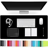 Leather Desk Pad Protector,Non-Slip Desk Pad,on-Slip PU Leather Large Mouse Pad,Easy Clean Desk Protecor Mat,Writing Pad for Office Work/Home/Decor(Black, 23.6" x 13.7")