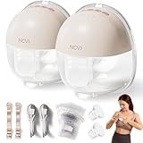 NCVI Hands Free Wearable Breast Pump 8111, Lightweight Breastfeeding Pump, Portable Electric Pump with 4 Modes & 9 Levels, Strong Suction Rechargeable Milk Pump, 21/24mm Flanges, 2 Pack