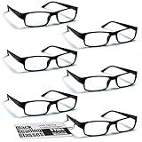 Boost Eyewear 6 Pack Reading Glasses, Traditional Black Frames, for Men and Women, with Comfort Spring Loaded Hinges, Black, 6 Pairs (+1.50)