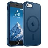 SUPFINE Magnetic for iPhone SE Case 2022 (3rd)/2020 (2nd), iPhone 8 Case (Compatible with MagSafe) (Military Grade Drop Protection) Slim Translucent Matte Phone Case, Deep Blue