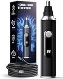 Savilab Nose Hair Trimmer for Men and Women, USB Rechargeable Electric Facial and Ear Hair Remover with LED Display, Dual-Edge Blades for Smooth, Painless Eyebrow Grooming (Black)