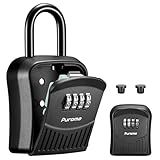 Puroma Lock Box Combination Key Lock Box, Wall-Mounted Portable Storage Lockbox for Keys with Resettable Code, Outside Safe Security Box for House, Apartment, Office Key Storage (1 Pack, Black)