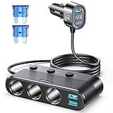[2026 Upgraded] 7 in 1 Cigarette Lighter Adapter, JOYROOM 179W Car Charger Adapter with PD30W Charge(3.3FT Cable), 24V/ 12V Cigarette Lighter Splitter with Independent Switches & LED Voltage Display