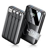 HELLEE 15000mAh Portable Charger Power Bank, 45% Smaller Built-in 4 Cables