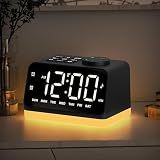 JALL Digital Alarm Clock with FM Radio for Bedroom, 8 Colors Night Light with 2 Charging Port, Sleep Sound Machines with Timer, Dual Alarm, Loud Alarm and Easy to Use for Seniors as Gift