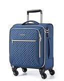 BAGSMART Underseat Carry On luggage Airline Approved, 16-inch Small Softside Underseater Travel Suitcase with Spinner Wheels Overnight Bag Small Rolling Carry-on for Women Men Weekender, Navy Blue