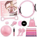 Hoedia Pilates Kit for Women, Pilates Equipment Ring and Ball Set, Pink